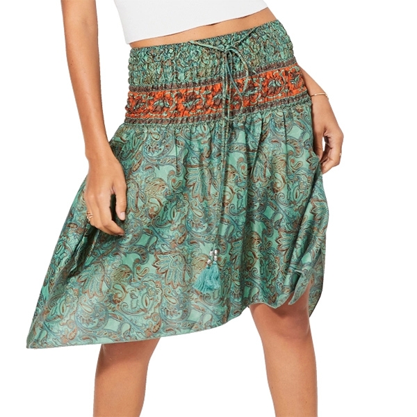 Indian printed 2 in 1 skirt and top Flowers green