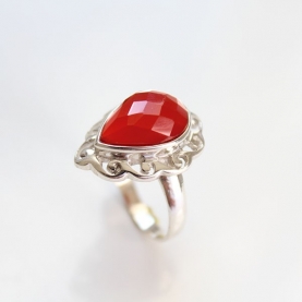 Indian silver ring with cornelian T8