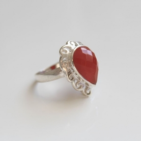 Indian silver ring with cornelian T8