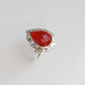 Indian silver ring with cornelian T8