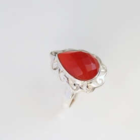 Indian silver ring with cornelian T8