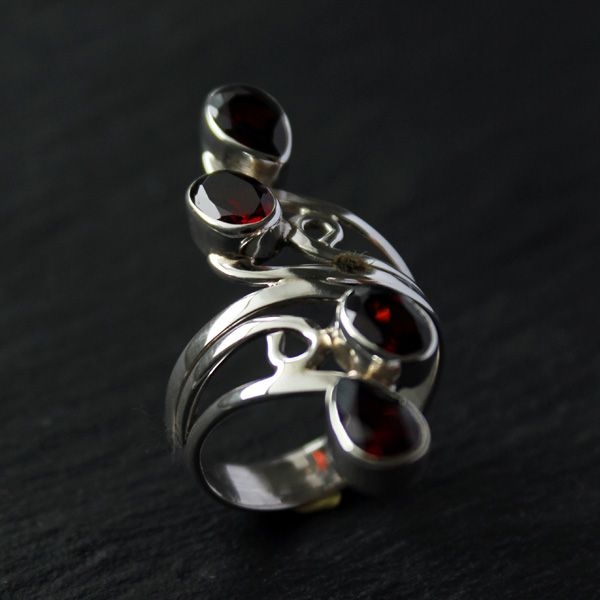 Indian silver ring and garnets