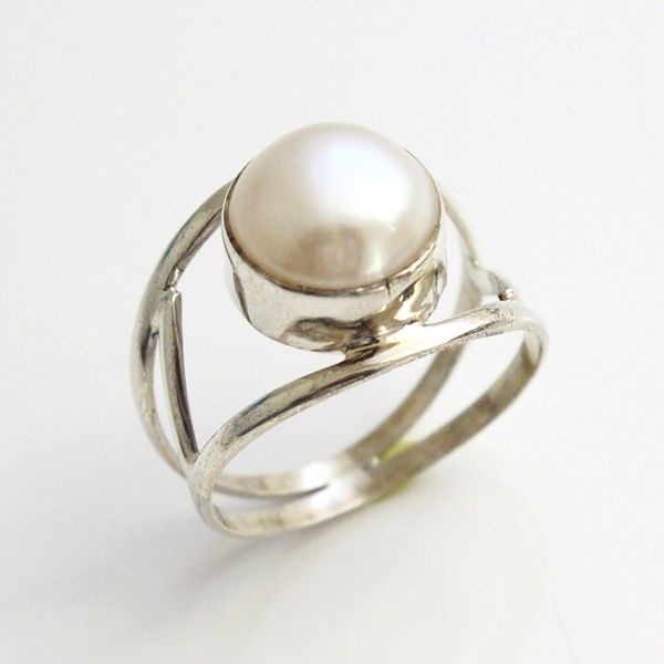 Real Pearl Statement Rustic Ring- Large Dual Pearl Ring- Genuine Pearl Ring-  Natural Freshwater Pearl Ring- June Birthstone Ring