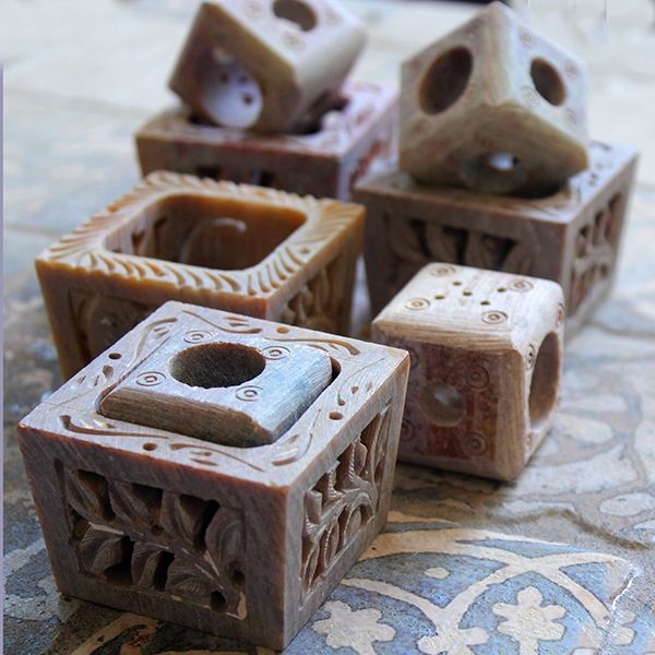 Indian stone candle and incense stand